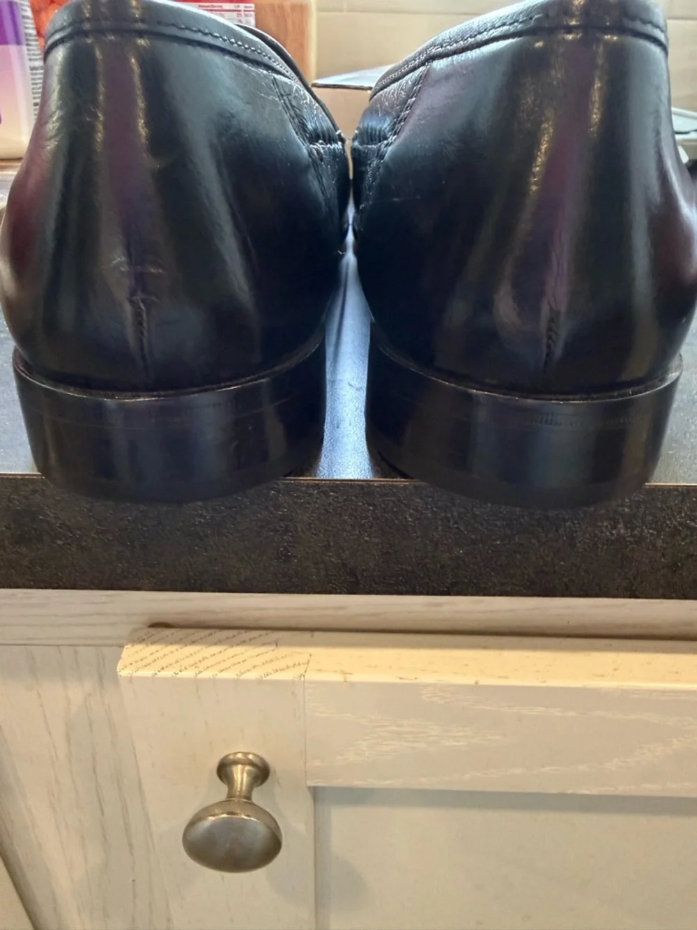 brass boot leather slip on shoes Size 11 M